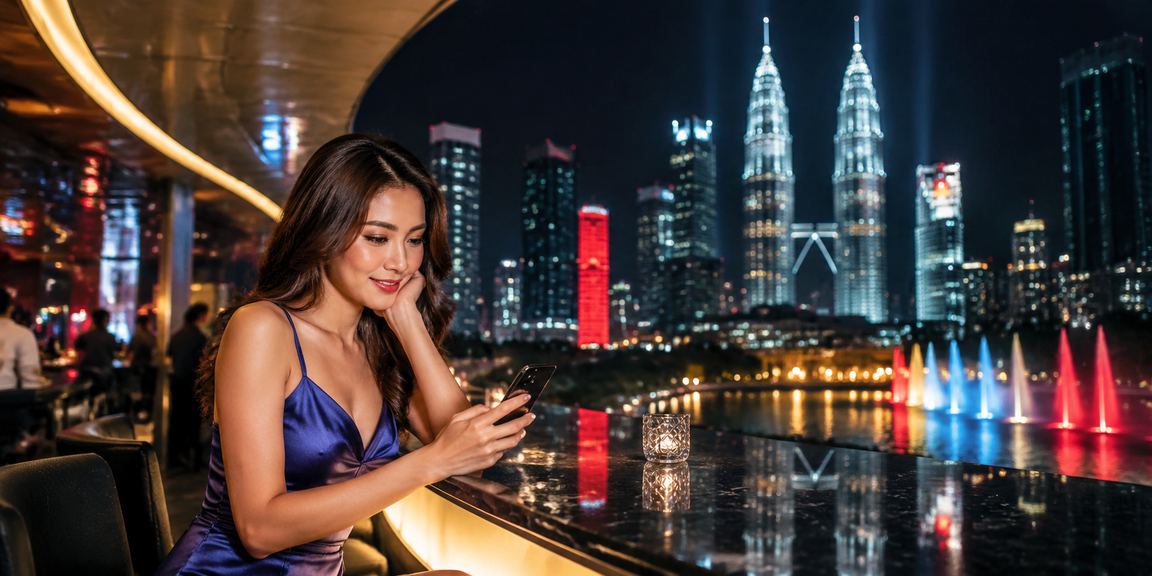 Pengguna Malaysia menggunakan aplikasi g60 di Kuala Lumpur
